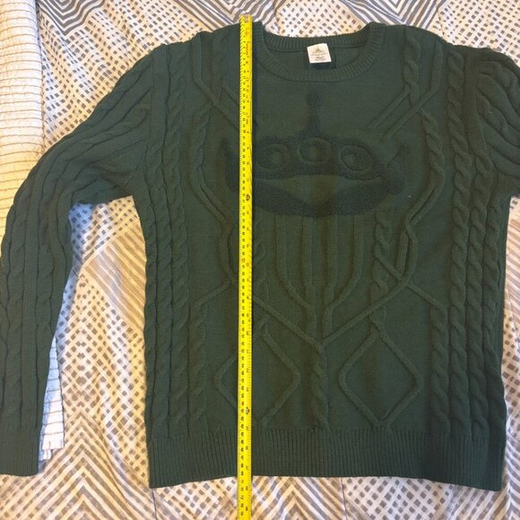 Disney Pixar Toy Story Alien Cable Knit Sweater Womens XL Deep Green Pullover - Picture 9 of 9